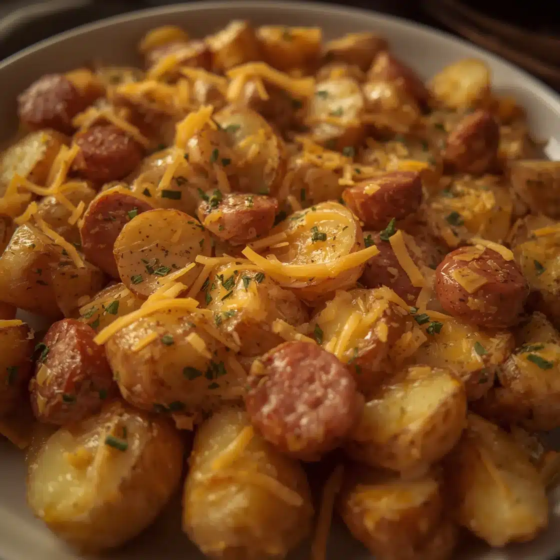 cheesy ranch potatoes and smoked sausage