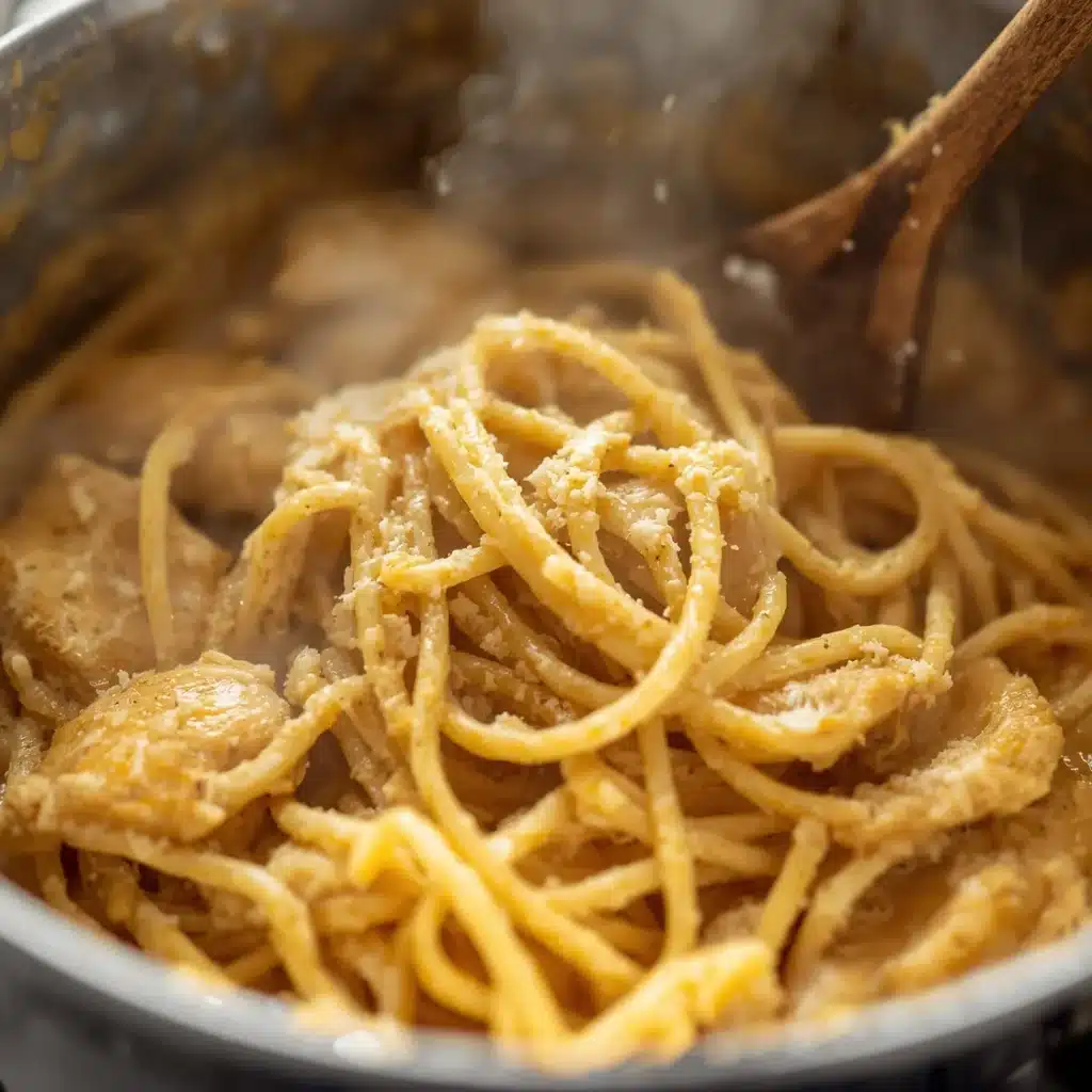 creamy garlic parmesan chicken spaghetti