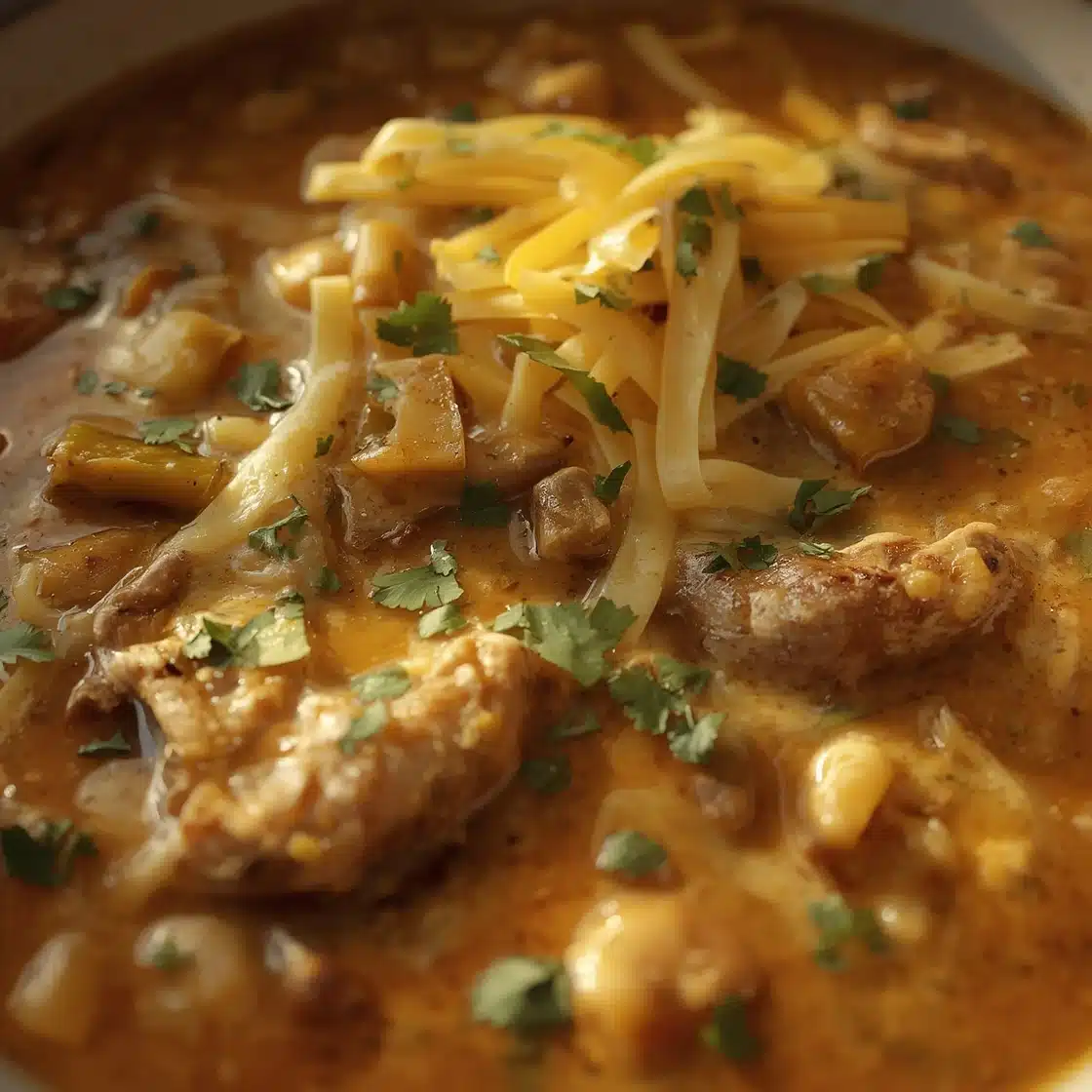 creamy green chile chicken enchilada soup