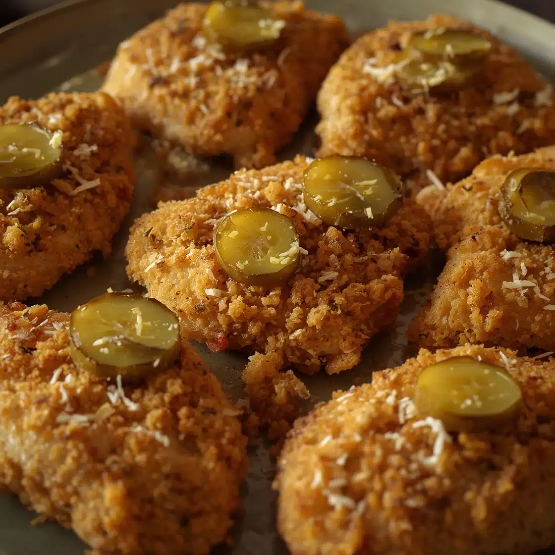 crispy dill pickle parmesan chicken