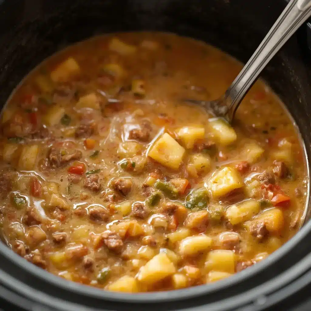 crockpot creamy potato hamburger soup easy recipe