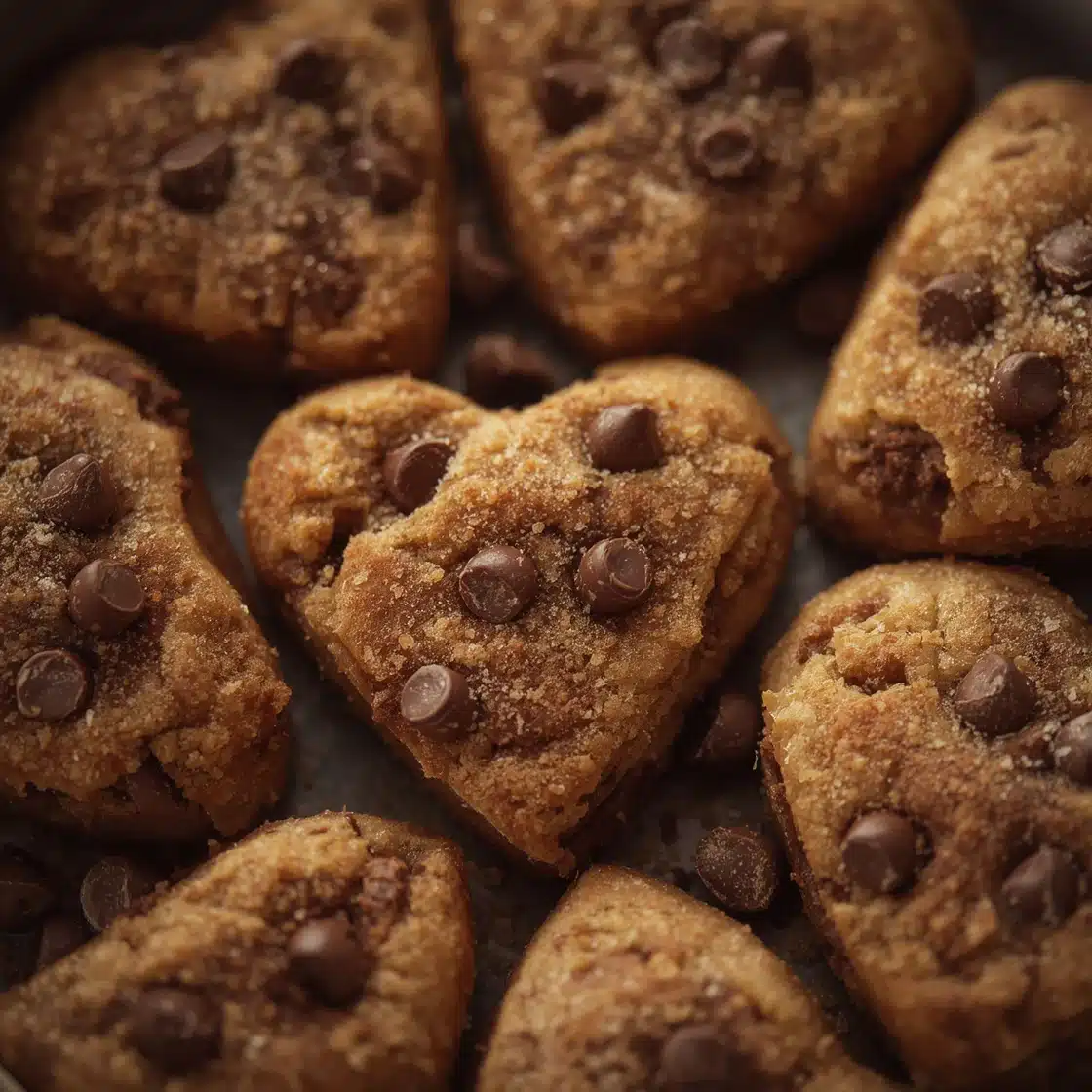 heart shaped chocolate chip cookies