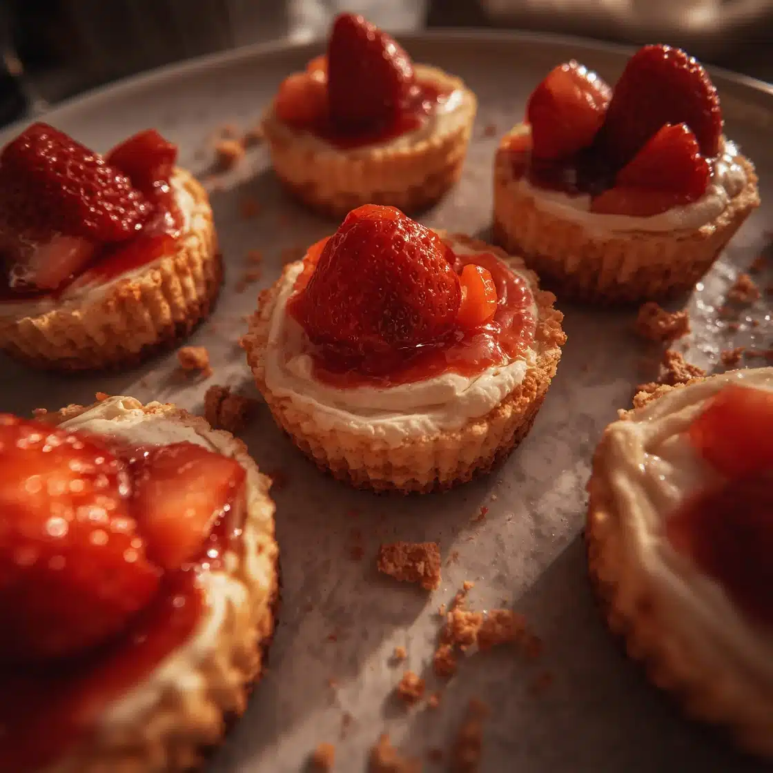 irresistible mini strawberry cheesecakes