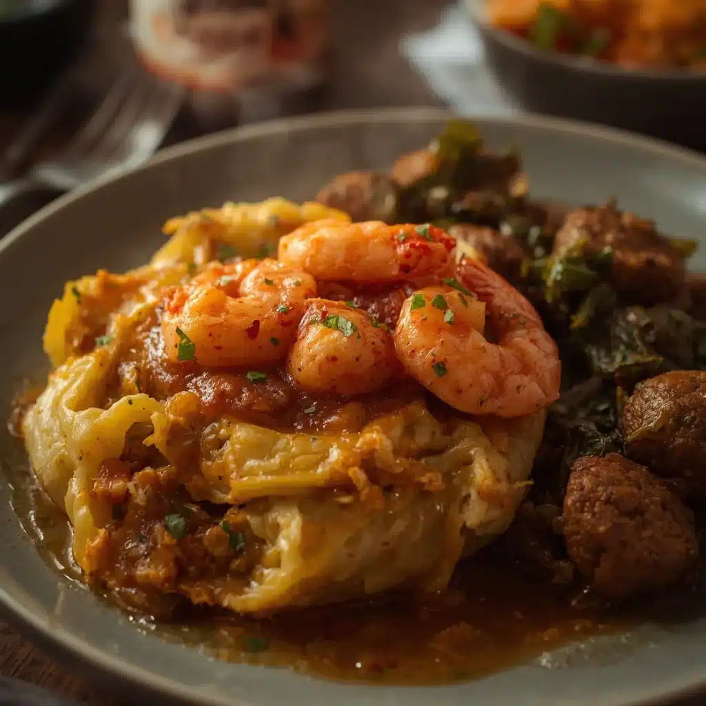 keto cajun shrimp and sausage stuffed cabbage