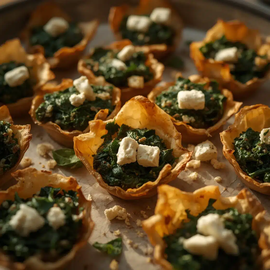 mediterranean spinach and feta phyllo cups