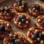 mini white chocolate blueberry cheesecakes