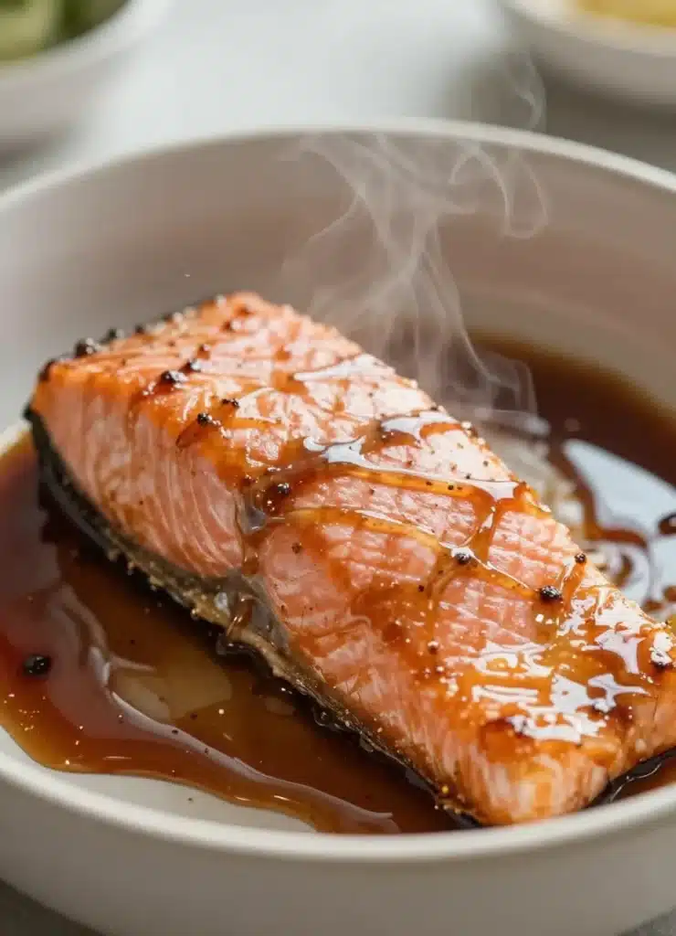 air fryer salmon with maple soy glaze