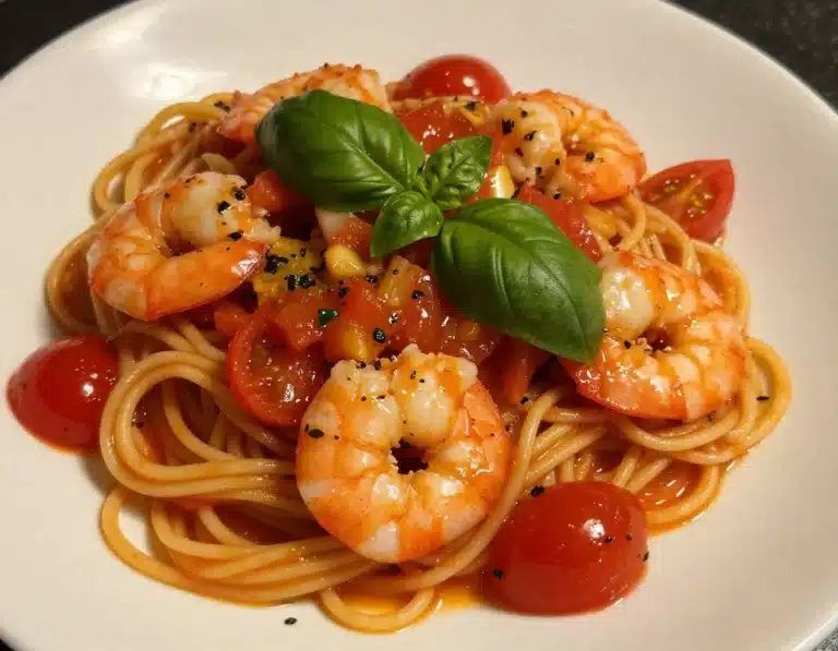 angel hair with shrimp and tomato sauce