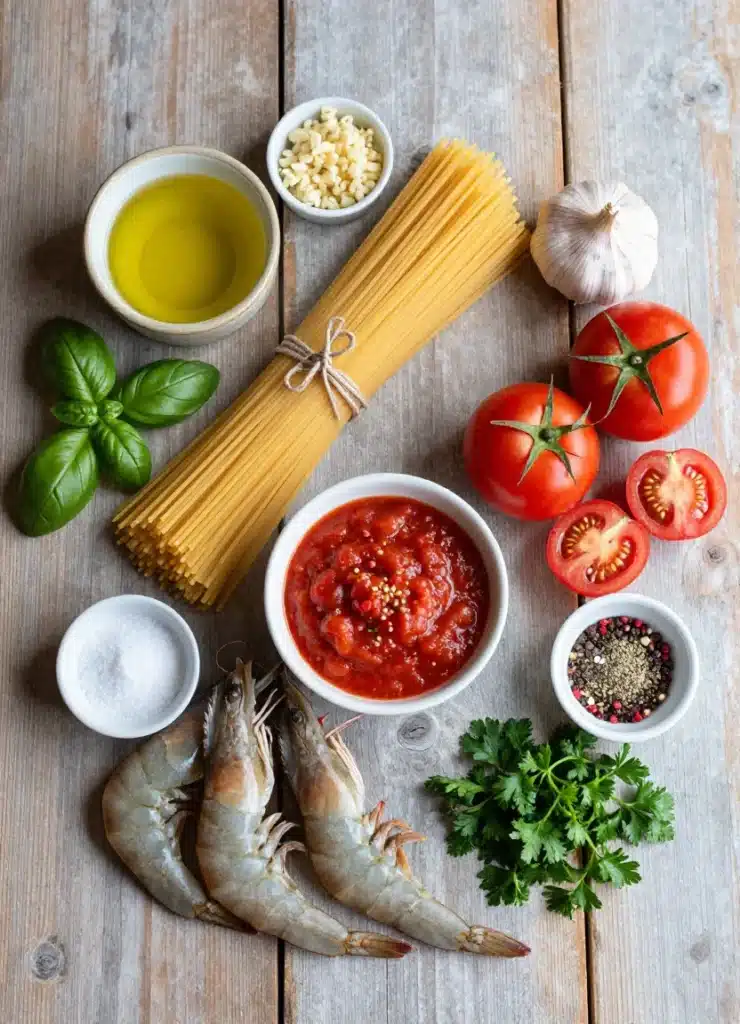 angel hair with shrimp and tomato sauce