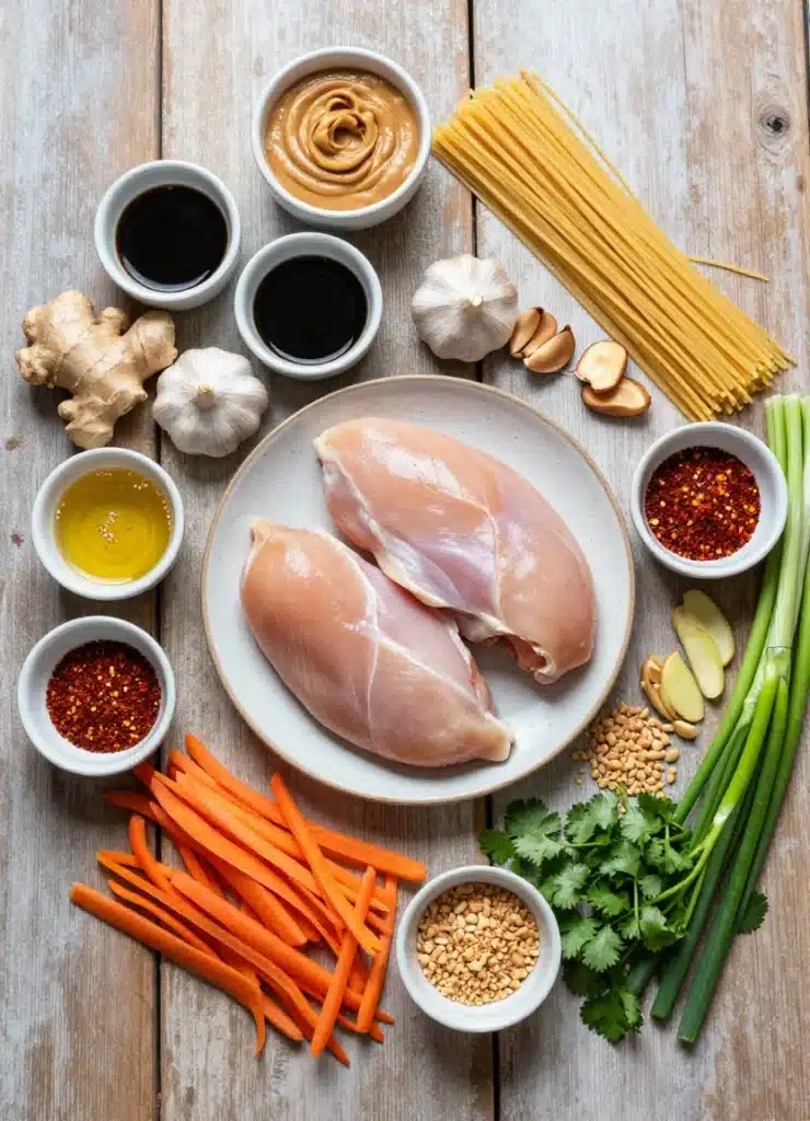 asian peanut noodles with chicken