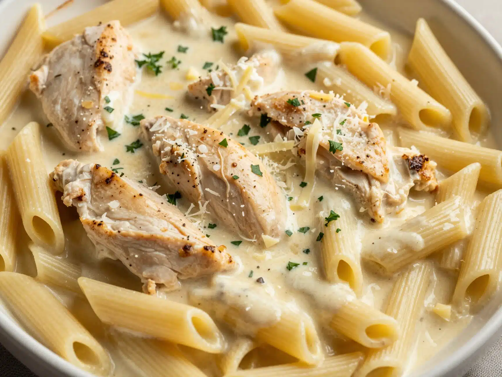 creamy garlic parmesan chicken pasta bake easy recipe