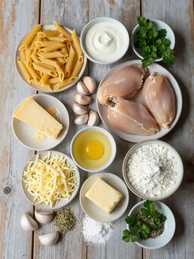 creamy garlic parmesan chicken pasta bake easy recipe