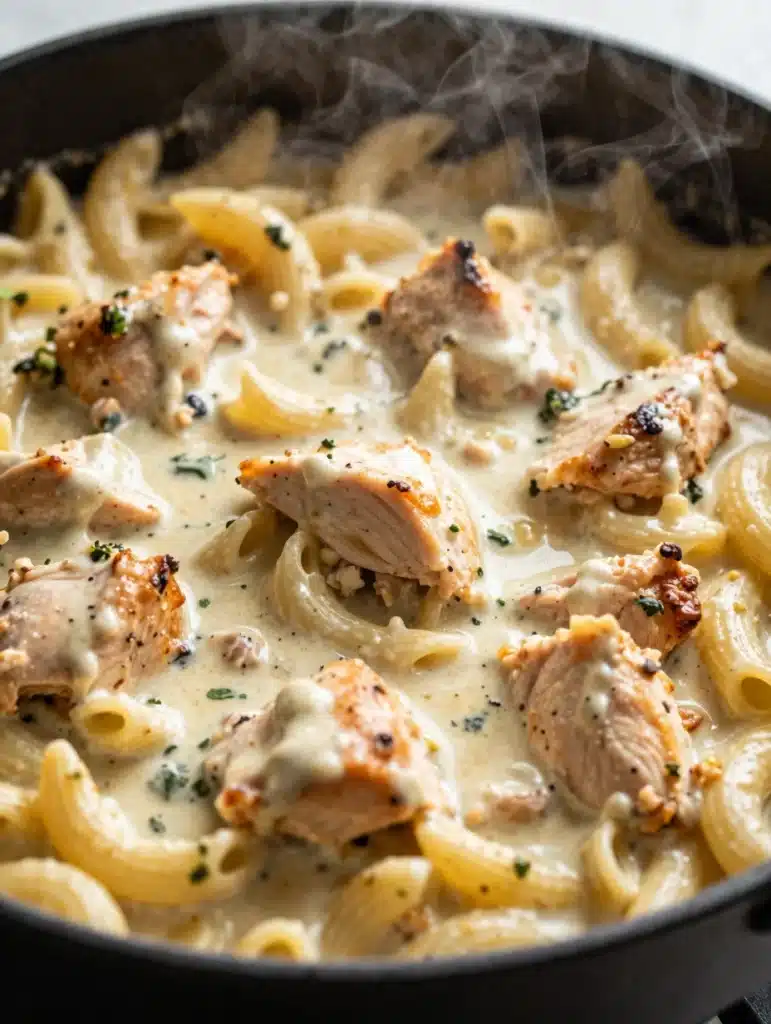 creamy garlic parmesan chicken pasta bake easy recipe